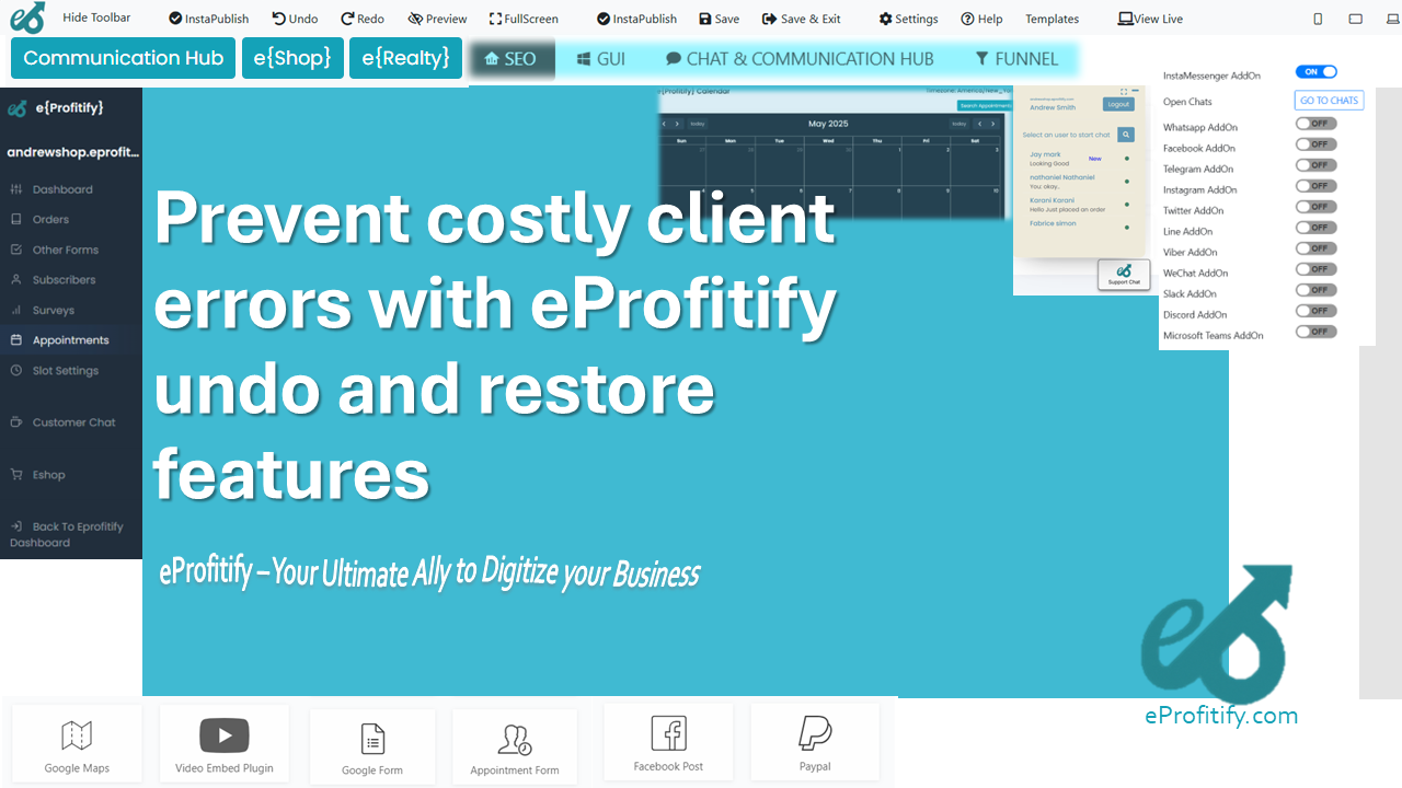 Prevent costly client errors with eProfitify undo and restore features